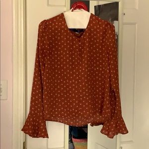 Spring floral blouse (red and gold)